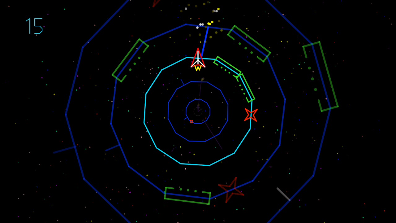 Rotostellar screenshot, level with arcade color theme